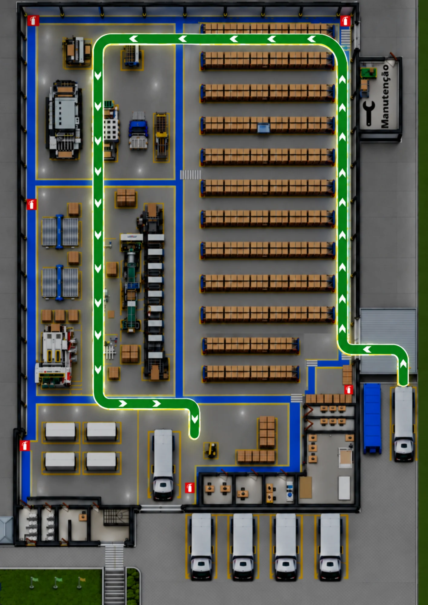 Fluxo produtivo da fábrica UP Pack